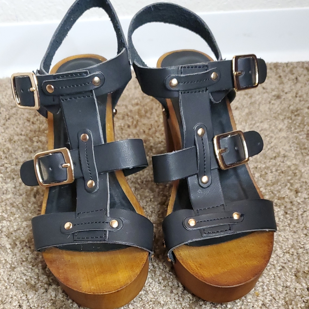 Cute Bamboo wooden platform shoes